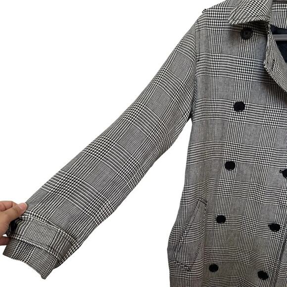 Lauren Ralph Lauren Women's 100% Linen Houndstooth Coat Black White Size Medium - Picture 4 of 6